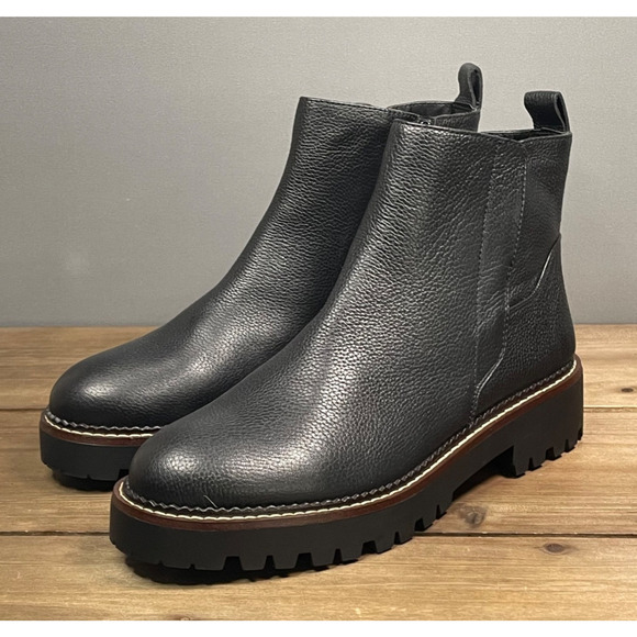 Nordstrom Women's Miller 2 Water Resistant Boots Size 7.5 Black Leather Lug Sole - Picture 6 of 16